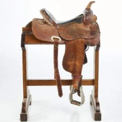 NRS Used 14in Fort Worth Saddlery Barrel Saddle -Rustic Cowgirl Sales 02 411BR 02