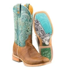 Tin Haul Footwear Womens Yee-Haw Paisley Print Cowgirl Boots