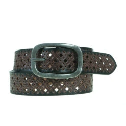 Gem Dandy Accessories Womens Vintage Brown Perforated Belt