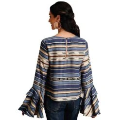 Stetson Women's Indigo Serape Print Blouse -Rustic Cowgirl Sales 11 050 0590 6041 03