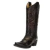 Women's Black And Tan Embroidered Boot