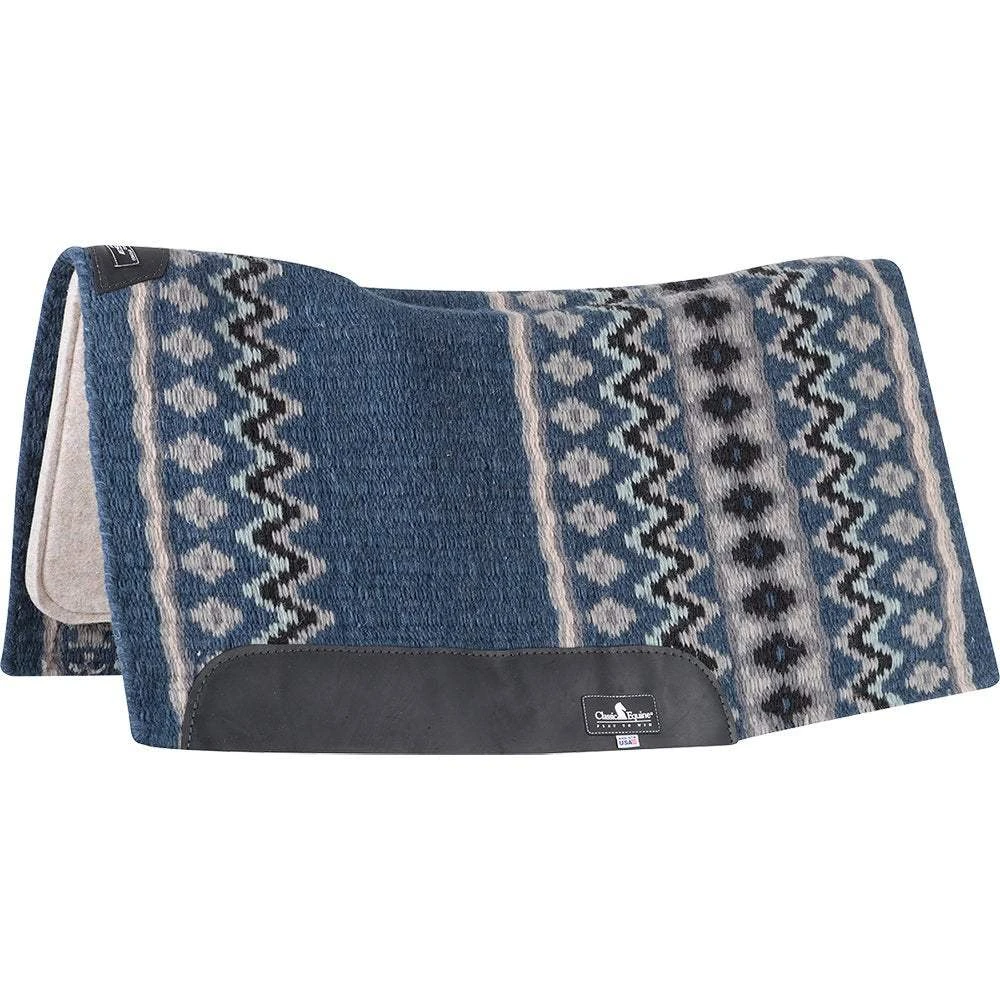 Classic Equine Contour Wool Top Felt 34 X 38 Saddle Pad Navy/Seafoam 1 Classic Equine Contour Wool Top Felt 34 X 38 Saddle Pad Navy/Seafoam