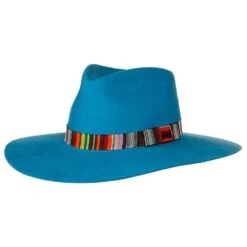 Women's M+F Turquoise With Serape Band Fashion Hat