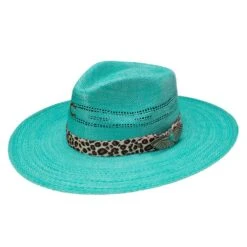 Charlie 1 Horse Right Meow 3 3/4in. Turquoise Straw Fashion Hat