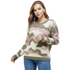 See And Be Seen Olive Camo Sweater