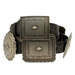 Women's Black Embossed Concho Belt