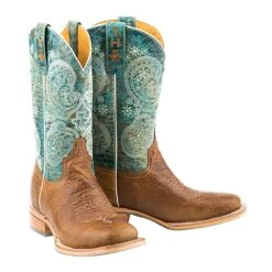 Tin Haul Footwear Womens Yee-Haw Paisley Print Cowgirl Boots -Rustic Cowgirl Sales 14 021 0077 1388 2