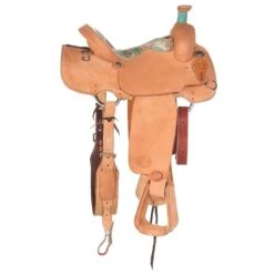 Nrs Competitors NRS Competitor Natural All Around Saddle With Turquoise Feather Seat -Rustic Cowgirl Sales 1412070 2