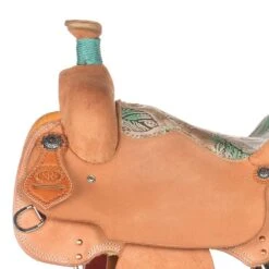 Nrs Competitors NRS Competitor Natural All Around Saddle With Turquoise Feather Seat -Rustic Cowgirl Sales 1412070 4