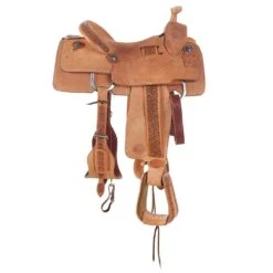 Nrs Competitors Natural Antique Loop Seat Floral Team Roper With Tooled Leathers -Rustic Cowgirl Sales 1412177A 3