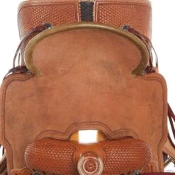 Nrs Competitors Natural 1/2 Breed Basket Stamp Youth Team Roping Saddle -Rustic Cowgirl Sales 1412188 05