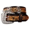 Gem Dandy Accessories Women's Brown Flower Tooled Belt