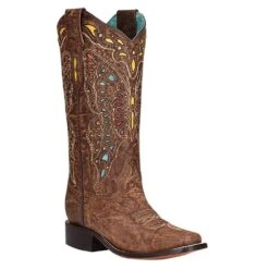 Corral Women`s Brown Inlay Embroidered Cowgirl Boot