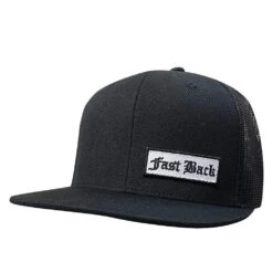 Fast Back Black Cap With White Logo Patch