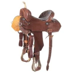 Nrs Competitors 1/2 Breed Chocolate Diamond Stamp With Flower Border Barrel Saddle