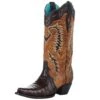 Corral Women`s Brown Caiman 13in. Tan Top Boot