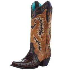 Corral Women`s Brown Caiman 13in. Tan Top Boot