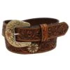 Women's Ariat Floral Tooled Sunflower Concho Belt