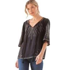 Andrée Women's Embroidered A Line Top