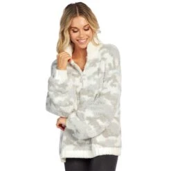 Mud Pie Women's White Camo Penelope Pullover