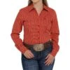Cinch Women's Striped Print Button-Down