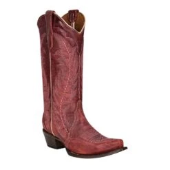 Circle G Womens Red Embroidery And Triad Snip Toe Boot L5871