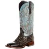 Tanner Mark Boots Women`s Tan Tooled Rustic Brown 13in. Boot