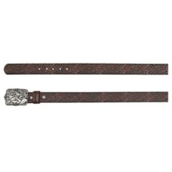 Women's Catchfly Embossed Pattern Belt With Crystal Filigree Buckle