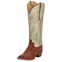 Justin Boots Women's Brown Clara Vintage 15in. Dusty White Top Boot