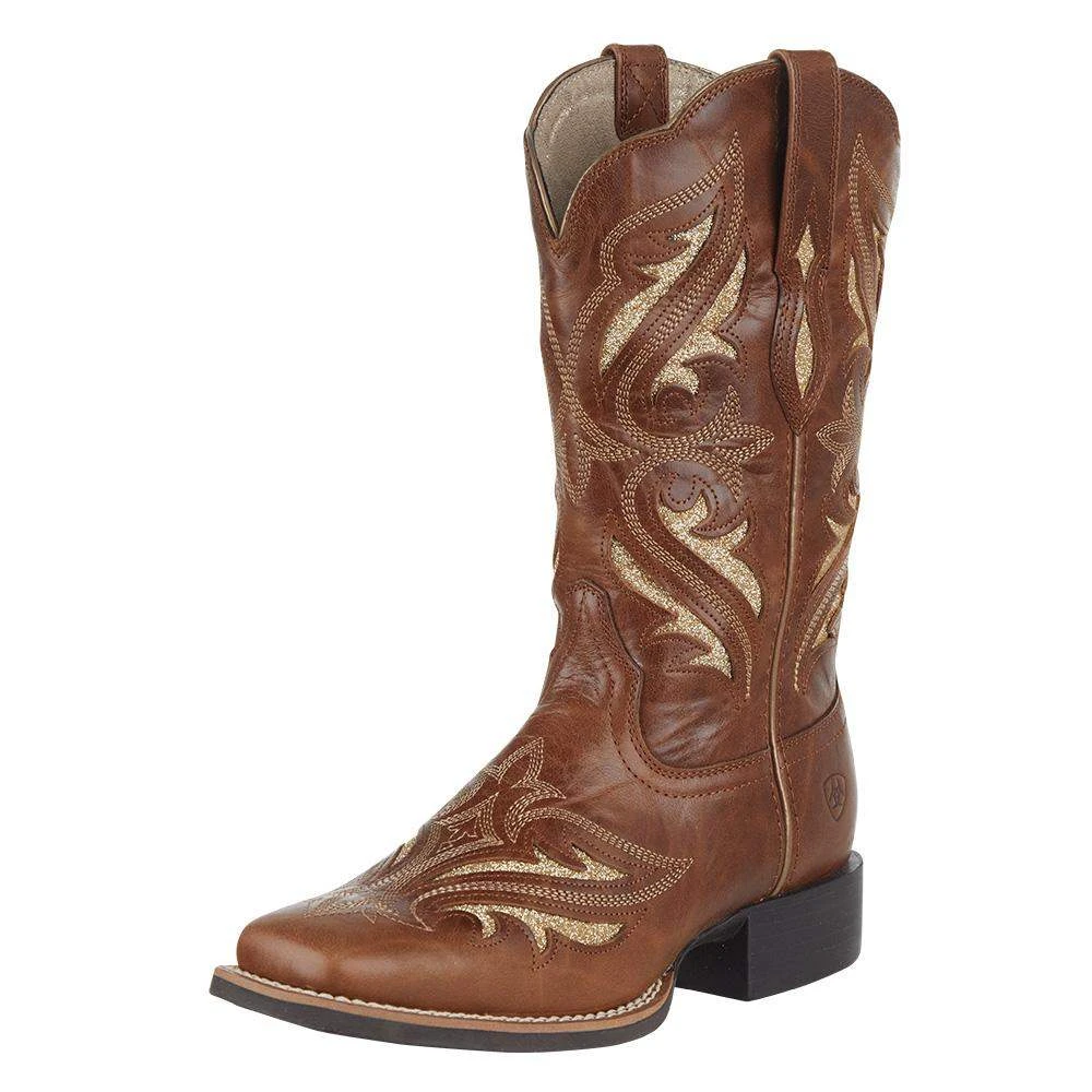 Ariat Women's Round Up Tan Glitter Inlay 11in. Tan Cowgirl Boot 1 Ariat Women's Round Up Tan Glitter Inlay 11in. Tan Cowgirl Boot