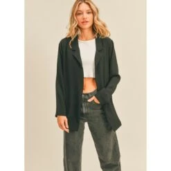 Lush Clothing Women's Black Open Front Blazer