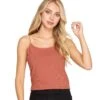 She & Sky Women's Dusty Coral Rib Knit Cami Top