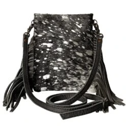 American Darling Silver And White Cowhide Crossbody Purse