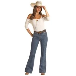 Rock & Roll Denim Women's Front Detail High Rise Trouser