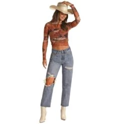 Rock & Roll Denim Womens Distressed Straight Crop