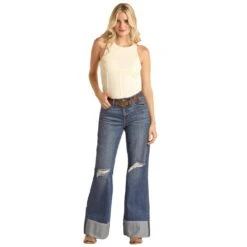 Rock & Roll Denim Womens Med Wash Comfort Flare