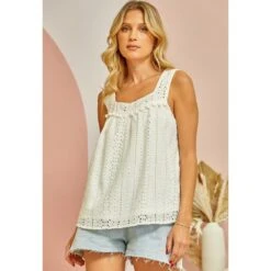 Andrée Women's Ivory Eyelet Blouse