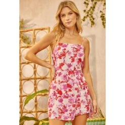 Andrée Women's Pink Floral Print Romper