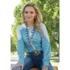 Cruel Girl Women Star And Stripe Button Down Blue And White Western Shirt