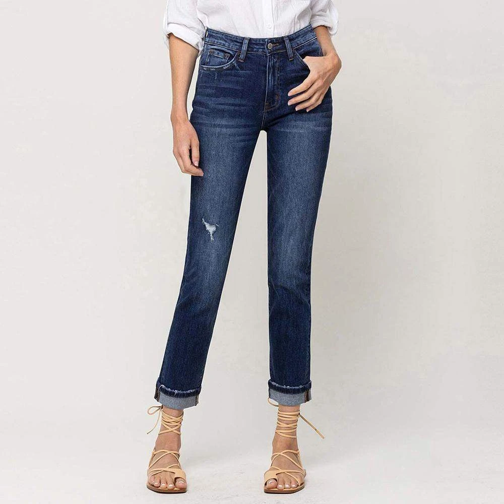 Flying Monkey Women's Cuffed Stretch Boyfriend Jeans - Resident 1 Flying Monkey Women's Cuffed Stretch Boyfriend Jeans - Resident