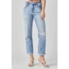Risen Jeans Womens Light Distressed Boyfriend Jean