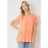 Entro Womens Peach Flowy Tiered Top