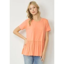 Entro Womens Peach Flowy Tiered Top