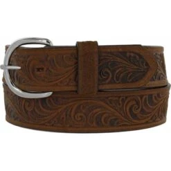 Women's Silver Creek Brown Western Scroll Belt