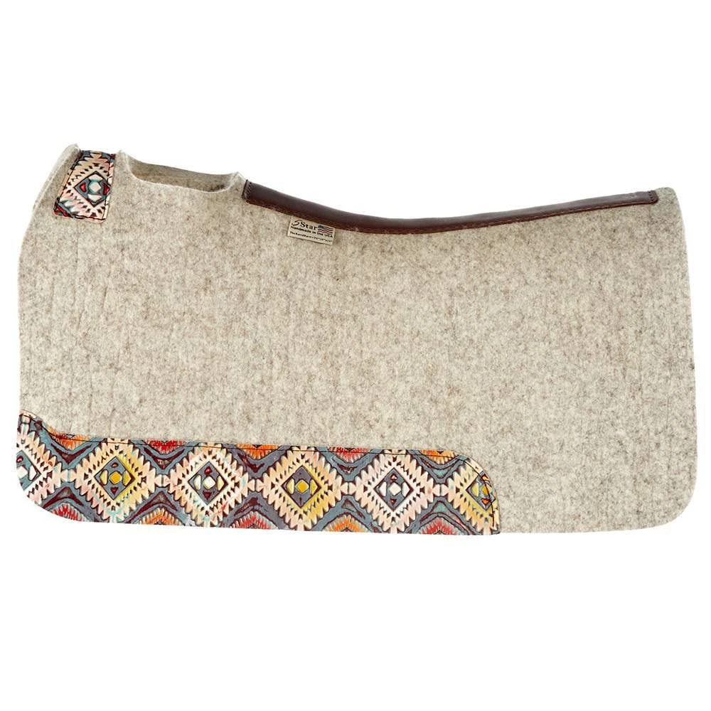 5 Star Equine Products Supplies Inc. 5 7/8in. Natural Barrel Racer Pad W/ Hand Painted Azteca Nativo Wear Leathers 30in.x28in. 2 5 Star Equine Products Supplies Inc. 5 7/8in. Natural Barrel Racer Pad W/ Hand Painted Azteca Nativo Wear Leathers 30in.x28in. - Image 2