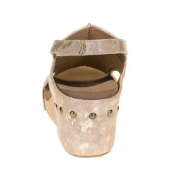 Corkys Footwear Womens Corkys Carley Taupe Metallic Wedge Sandal -Rustic Cowgirl Sales 30 5316 TUME 3