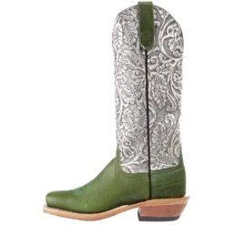 Anderson Bean Women`s Ride Ready Jade Navajo Bison 13in. Silver Grey Tooled Top Boot -Rustic Cowgirl Sales 332279 3