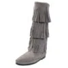 Minnetonka Women's Minnetonka 3-Layer Grey Fringe Boots
