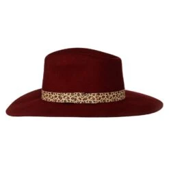 Women's M+F Burgundy With Leopard Band Fashion Hat -Rustic Cowgirl Sales 98T7890509 2