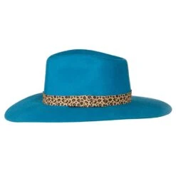 Women's M+F Turquoise With Leopard Band Fashion Hat -Rustic Cowgirl Sales 98T7891433 2